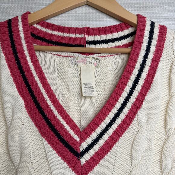 Free People sweater vest cable knit preppy poncho v-neck - Picture 5 of 7